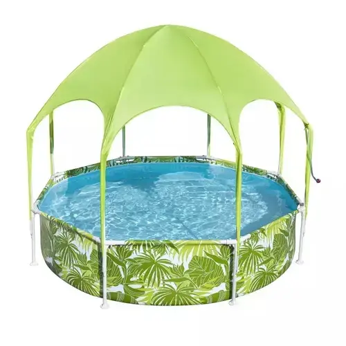 Piscina rotunda Bestway Steel Pro Frame, cu parasolar Splash-in-Shade, 244x51cm, 1688l