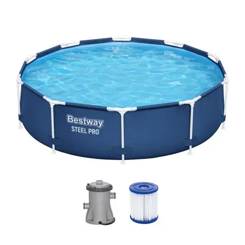 Piscina rotunda Bestway Steel Pro Frame cu pompa, cadru metalic, 305 x 76 cm, 4.678 l