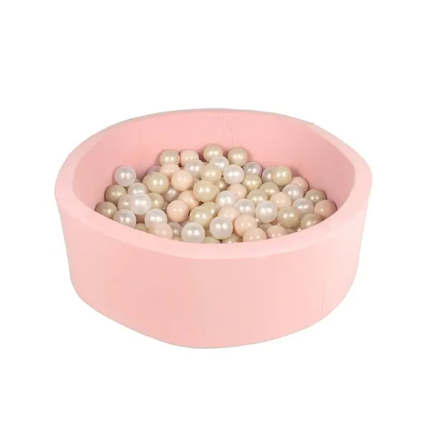 Piscina uscata, BabyTrold, Cu 100 bile, Fara ftalati si BPA, Husa detasabila, 90x90x30 cm, 18 luni+, Roz
