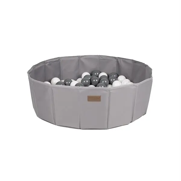 Piscina uscata pliabila, BabyTrold, Cu 100 bile, Fara ftalati si BPA, 80x80x25 cm, 18 luni+, Gri
