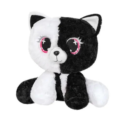 Pisica de plus, 25cm (Negru/Alb)