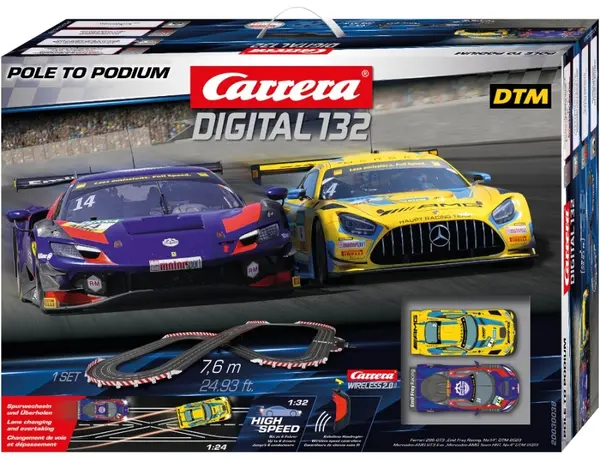 Pistă Carrera Digital 132 - Pole to Podium, cu două mașinuțe, 7.6 m, 1:32