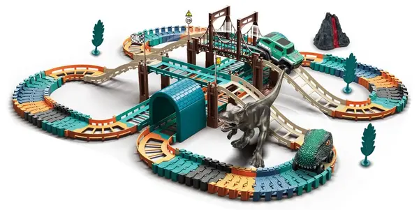 Pistă pentru copii Raya Toys - Dino Track, 137 piese