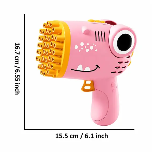Pistol automat de facut baloane de sapun, 40 de orificii, portabil, compact, crocodil roz