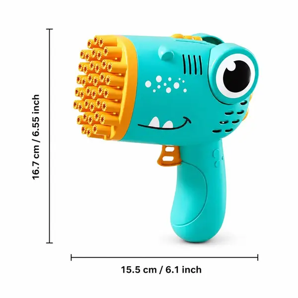Pistol automat de facut baloane de sapun, 40 de orificii, portabil, compact, crocodil turcoaz