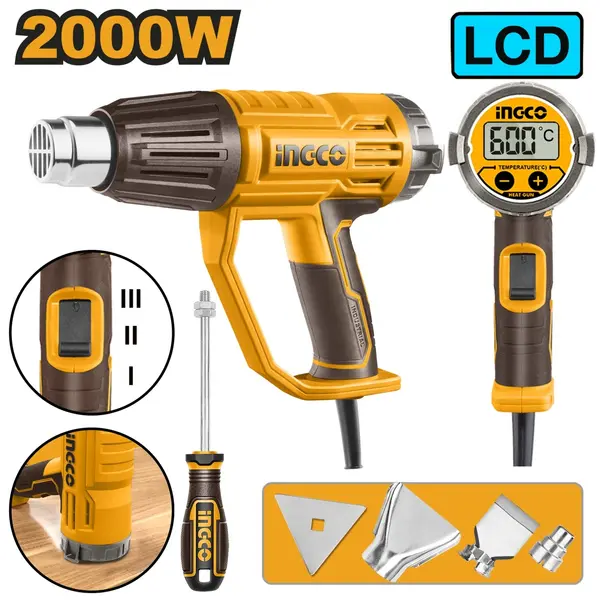 Pistol cu Aer Cald 2000W cu Afisaj Digital INGCO HG200058