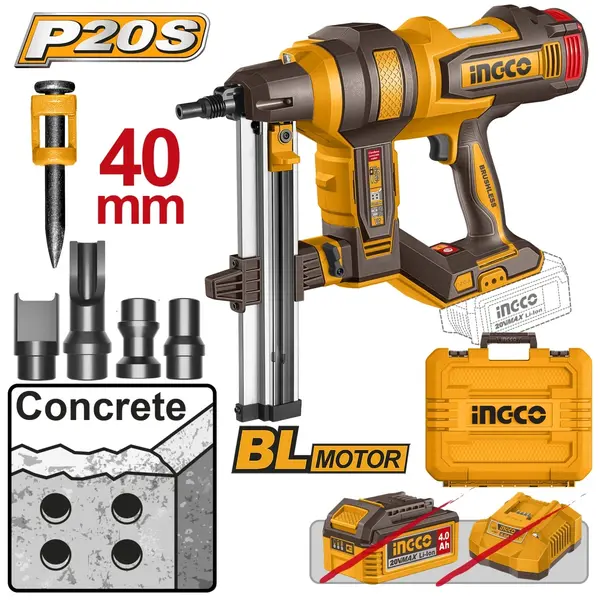 Pistol Cuie Beton 20V 19-40mm