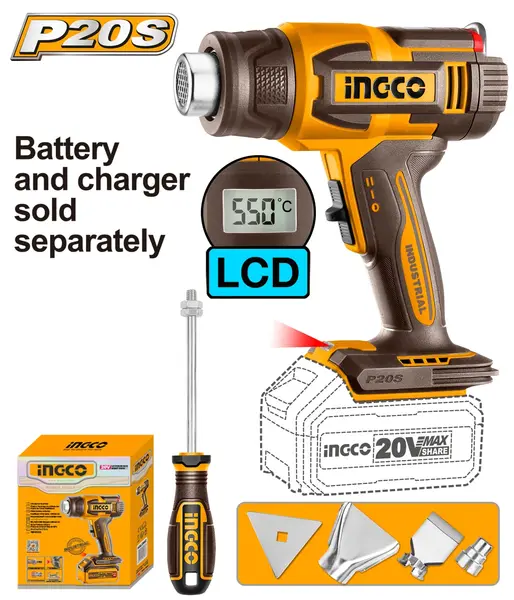 Pistol de Aer Cald 20V cu Afisaj Electronic INGCO HGLI2003