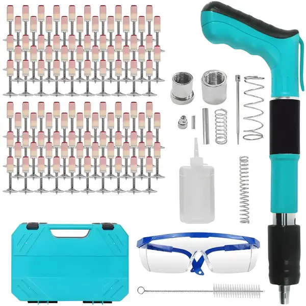 Pistol de cuie manual HAWIRE pentru fixare în beton, lemn, metal și pardoseală - 5 trepte ajustabile, lungime cuie 27mm, set 200 cuie incluse