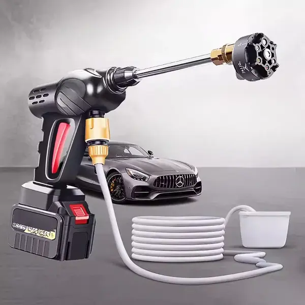 Pistol Portabil de Spalat Auto cu Baterie 21V – Presiune Ridicată, Jet Reglabil, cu Furtun și Filtru