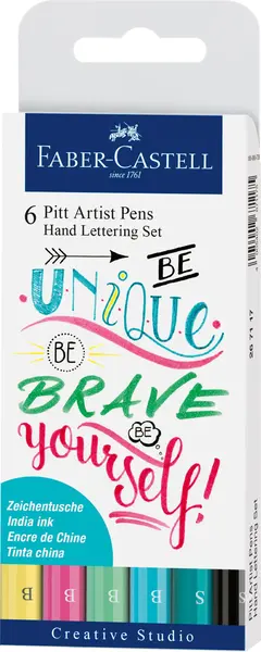 Pitt artist pen set caligrafic 6 buc pastel Faber-Castell Pitt artist pen set caligrafic 6 buc pastel Faber-Castell
