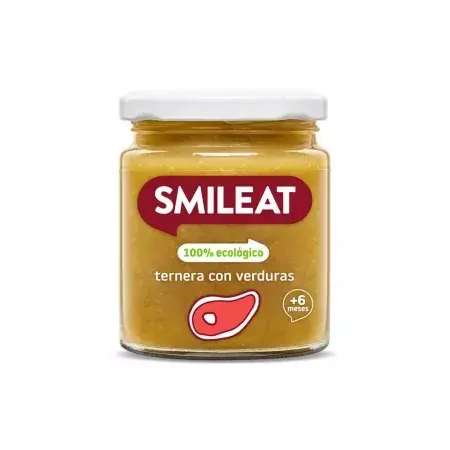 Piure Bio de legume cu vitel si ulei de masline +6 luni, 230 g – Smileat