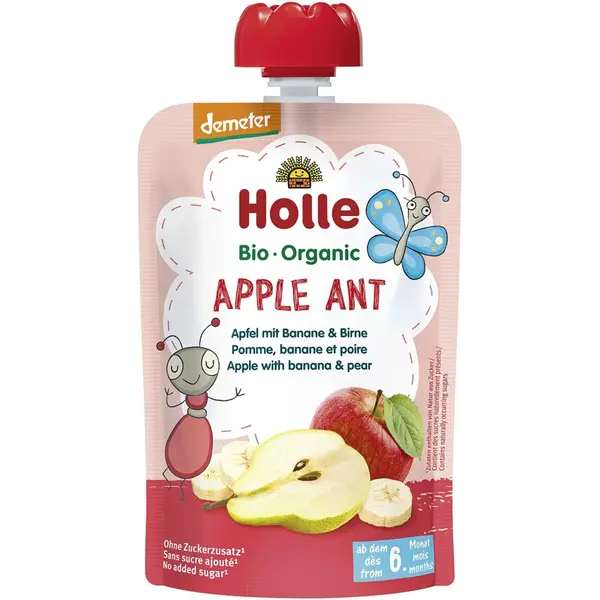 Piure bio de mere cu banane si pere pentru copii 6 luni fara gluten, eco - 100 g