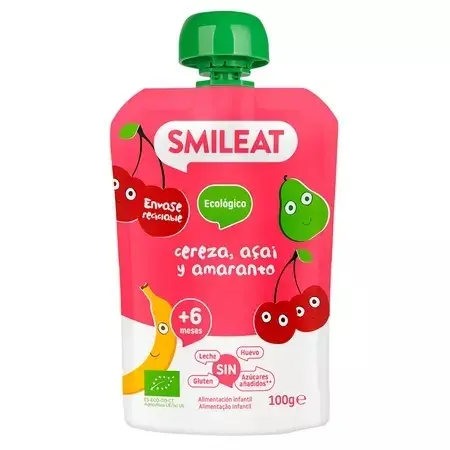 Piure Bio din cirese, acai si amaranth +6 luni, 100 g – Smileat