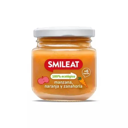 Piure Bio din mere, portocale si morcov +6 luni, 130 g – Smileat