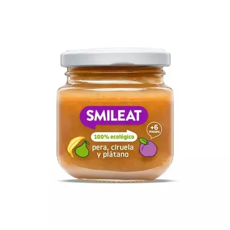 Piure Bio din pere, prune si banane +6 luni, 130 g – Smileat