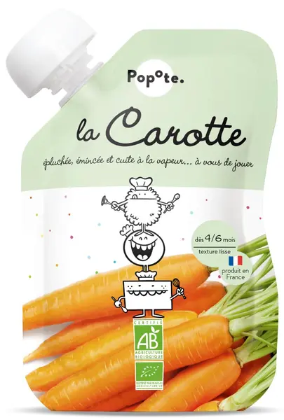 Piure cu morcovi 4-6 luni Bio, 120g, Popote