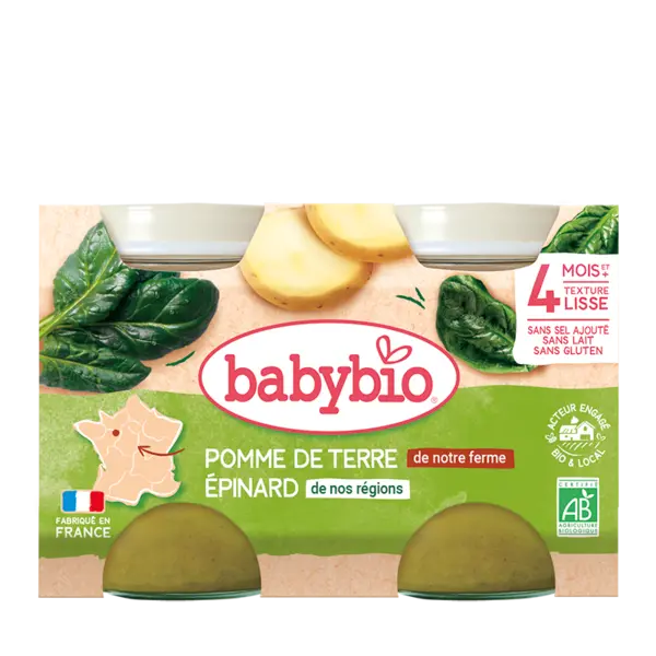 Piure de cartofi si spanac Bio, 2 x 130g, BabyBio