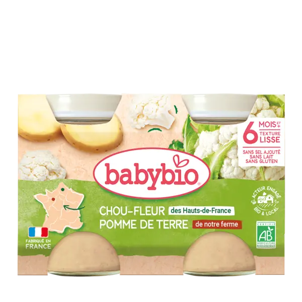 Piure de conopida si cartofi Bio, 2 x 130g, BabyBio