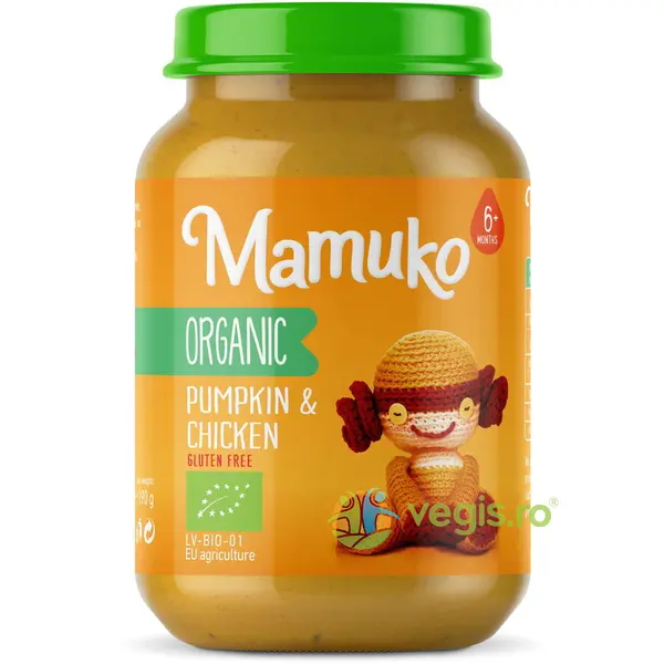 Piure de Dovleac cu Pui pentru Copii +6 Luni fara Gluten Ecologic/Bio 190g