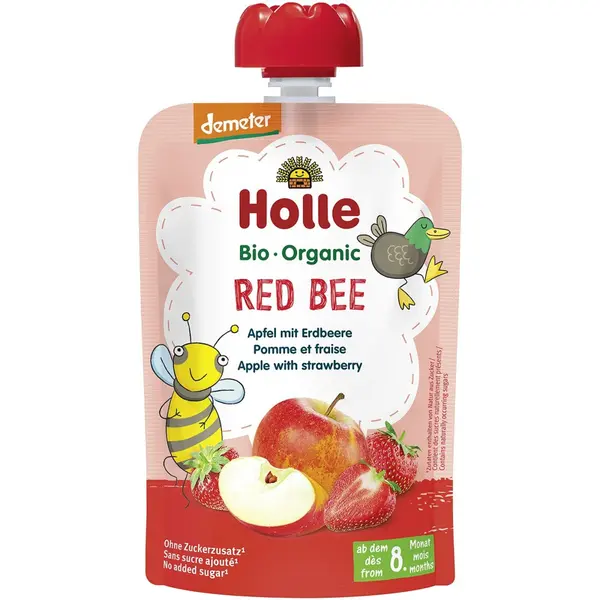 Piure de mere rosii si capsuni pentru copii 8 luni, eco - 100 g