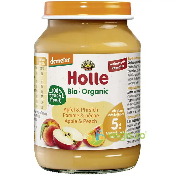 Piure de Mere si Piersici pentru Copii +5 Luni Demeter Ecologic/Bio 190g