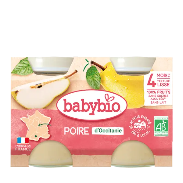Piure de pere Bio, 2 x 130g, BabyBio