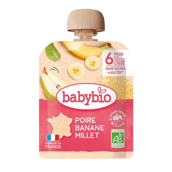 Piure de pere cu banane si mei, 90g, BabyBio