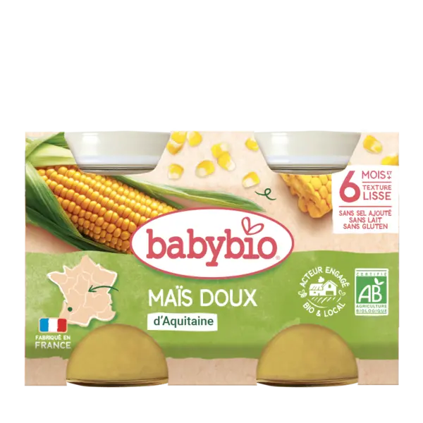 Piure de porumb dulce Bio, 2 x 130g, BabyBio