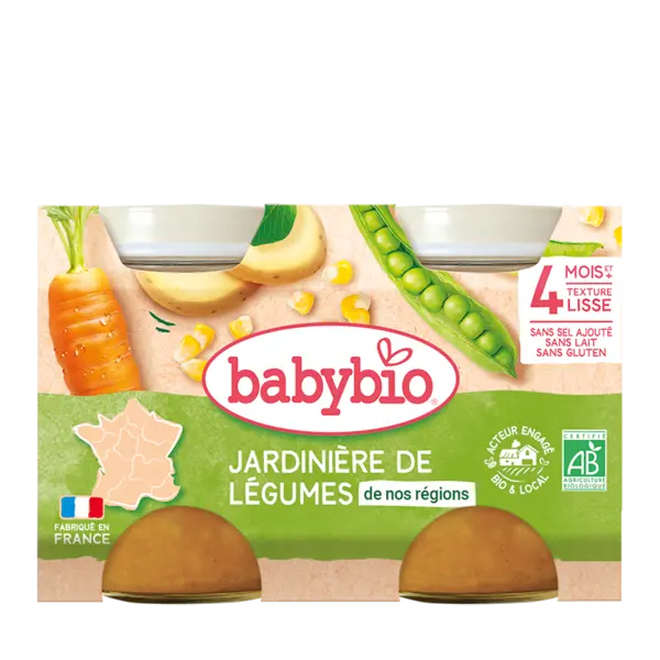 Piure din legume verzi +4 luni Bio, 2 x 130g, BabyBio
