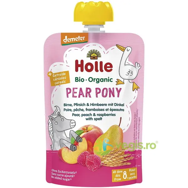 Piure din Spelta pentru Copii cu Pere, Piersici si Zmeura +8 Luni fara Zahar Ecologic/Bio 100g