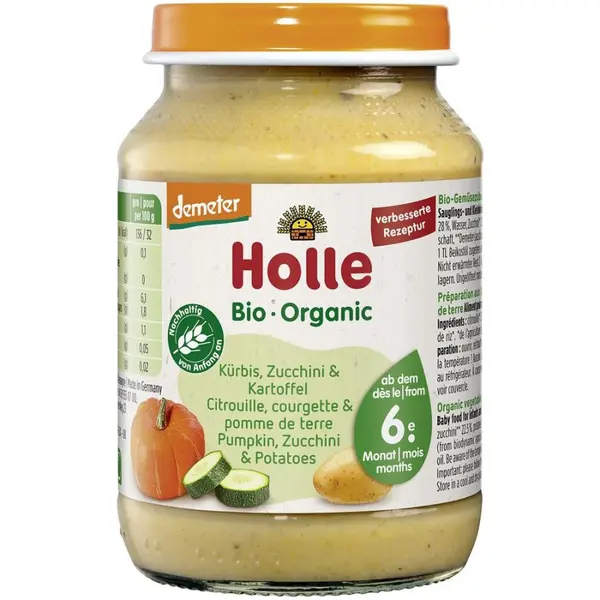 Piure din zucchini dovleac si cartofi pentru copii fara gluten 6 luni, eco - 190 g