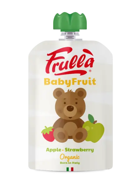Piure pentru copii din mar si capsuni Baby Fruit Bio, 100g, Frulla