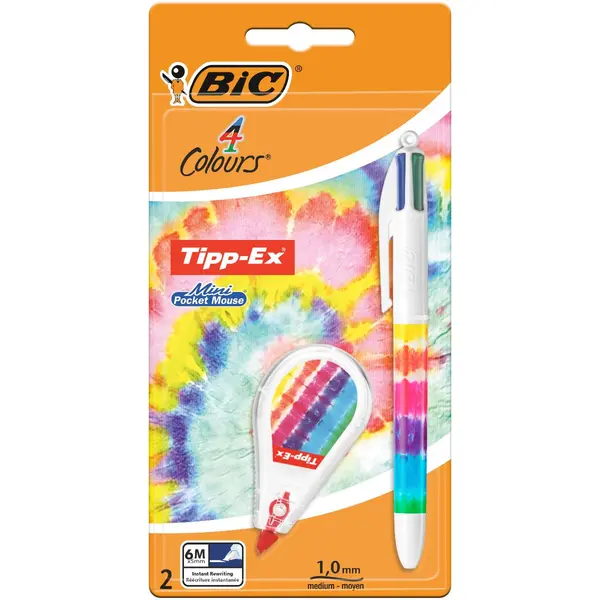 Pix cu 4 culori si banda corectoare, Bic, Tie Dye
