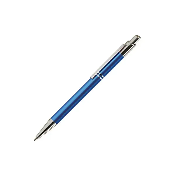 Pix cu bila Office Cover Tiko, 1.0 mm, corp metalic albastru, cu mecanism, pentru personalizare