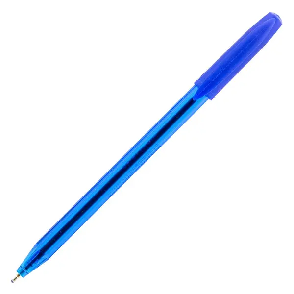Pix cu bila Office Galaxy 4016T, 0.7 mm, cu mecanism, corp albastru semitransparent si scriere albastra