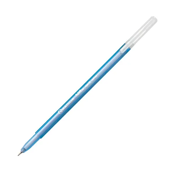 Pix cu bila Radius Nifty, 0.7 mm, cu capac, corp albastru semitransparent, scris albastru