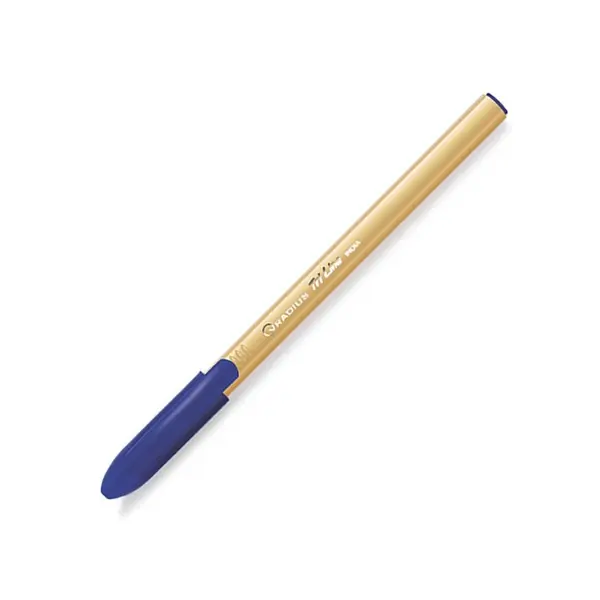 Pix cu bila Radius Tri Line Gold, 1.0 mm, cu capac, corp auriu, scris albastru