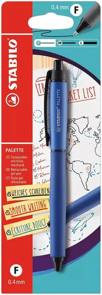 Pix cu gel automat Stabilo Palette - F, albastru, blister