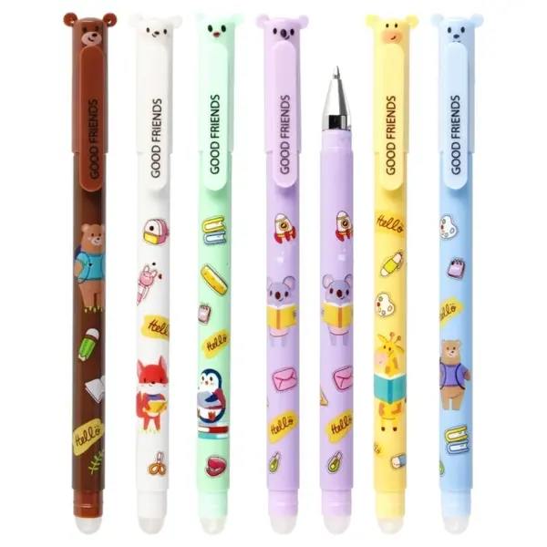 Pix cu gel cu E tergere Starpak, 0.5 mm, cu mecanism E i guma , model Teddy Bear, scriere albastra