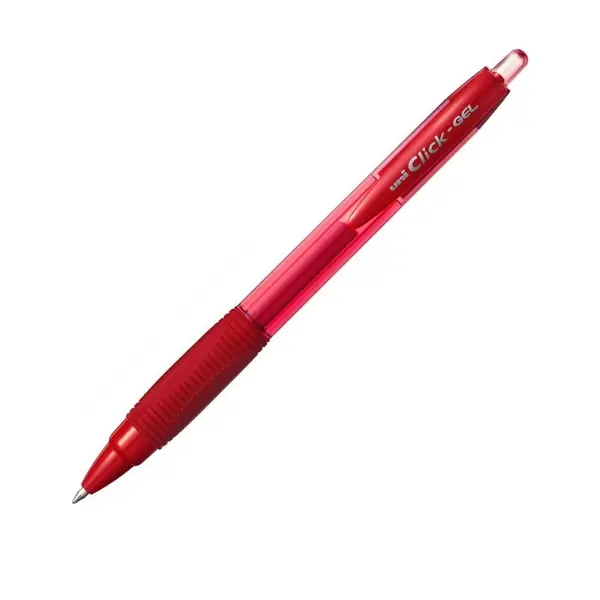 Pix cu gel Uni-ball Clickgel XSG-R7, 0.7mm, cu mecanism, corp semitransparent, grip cauciucat, scris rosu