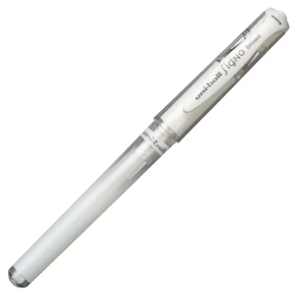 Pix cu gel Uni-ball Signo Broad UM-153, 1.0mm, cu capac, corp in culoarea scrisului, scris alb