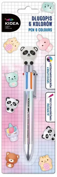 Pix multicolor cu figurină Kidea - 6 culori, panda