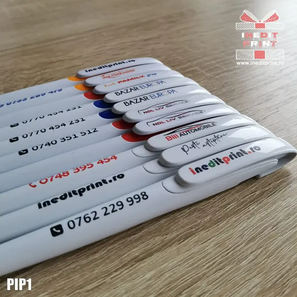 Pix plastic personalizat PIP1 Alb cu portocaliu