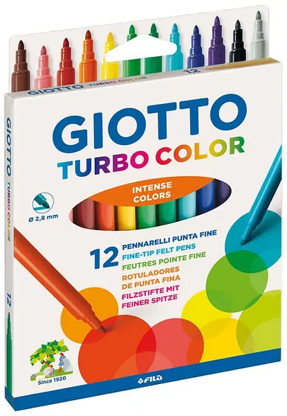 Pixuri cu pâslă Giotto Turbo - Lavabil, 12 culori