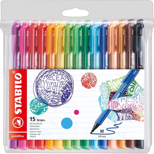 Pixuri marcatoare Stabilo pointMax - 15 culori