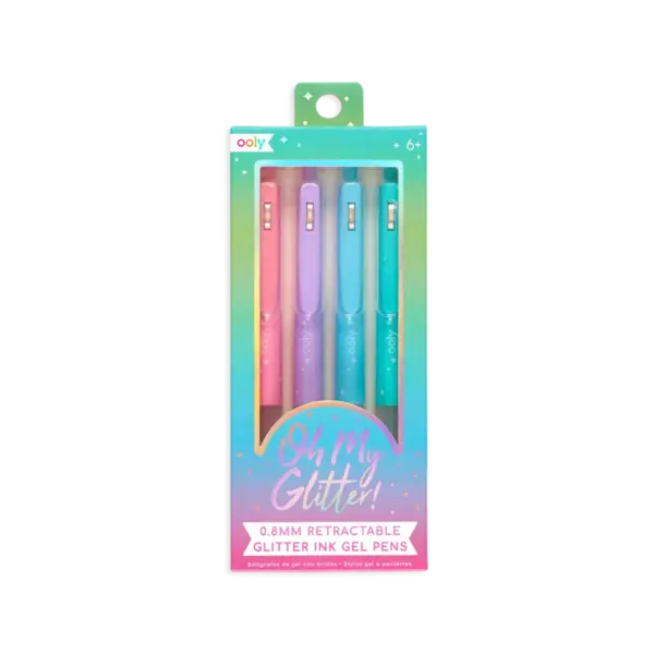 Pixuri retractabile cu gel si sclipici, Oh My Glitter!, set 4 culori