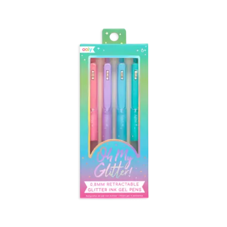Pixuri retractabile cu gel si sclipici, Oh My Glitter!, set 4 culori