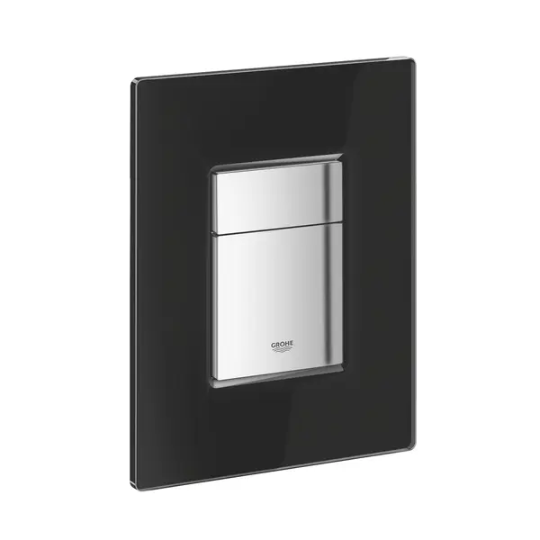 Placa de actionare Skate Cosmopolitan 38845KS0, cu suprafata din sticla securizata, dubla actioare, instalare verticala si orizontala, cadru de fixare, Sticla neagra