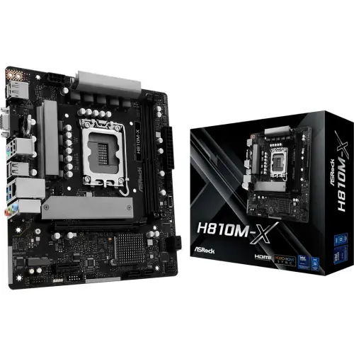 Placa de baza ASRock H810M-X, Intel H810, LGA 1851, mATX, DDR5